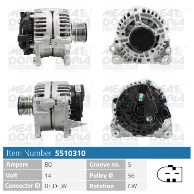 Generator 14V 80A Meat & doria 5510310 MEAT & DORIA
