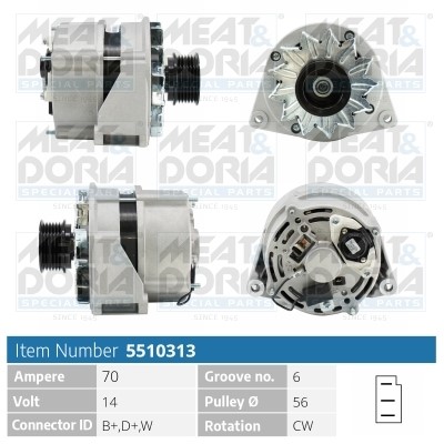 Generator 14V 70A Meat & doria 5510313 MEAT & DORIA