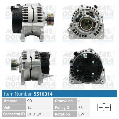 Generator 14V 90A Meat & doria 5510314 MEAT & DORIA