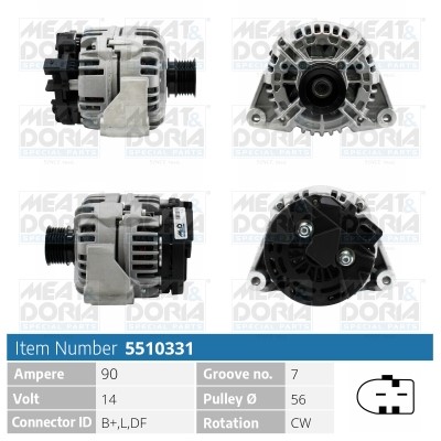 Generator 14V 90A Meat & doria 5510331 MEAT & DORIA