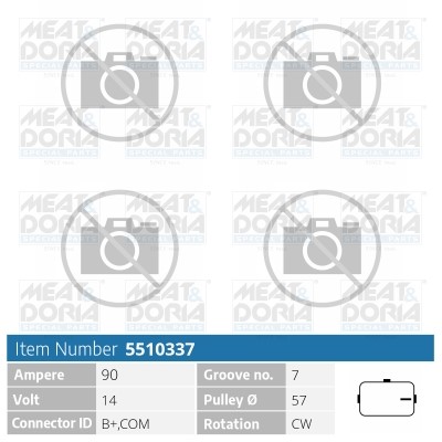 Generator 14V 90A Meat & doria 5510337 MEAT & DORIA