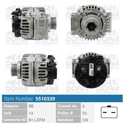 Generator 14V 98A Meat & doria 5510339 MEAT & DORIA