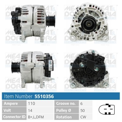 Generator 14V 110A Meat & doria 5510356 MEAT & DORIA