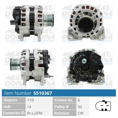 Generator 14V 110A Meat & doria 5510367 MEAT & DORIA