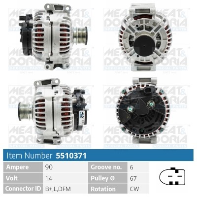 Generator 14V 90A Meat & doria 5510371 MEAT & DORIA