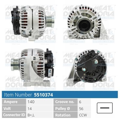 Generator 14V 140A Meat & doria 5510374 MEAT & DORIA