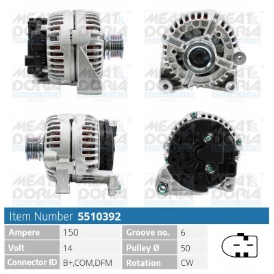 Generator 14V 150A Meat & doria 5510392 MEAT & DORIA