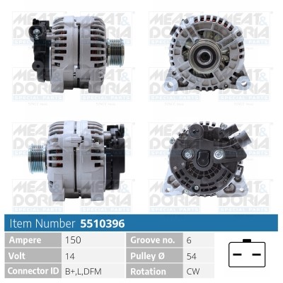 Generator 14V 150A Meat & doria 5510396 MEAT & DORIA