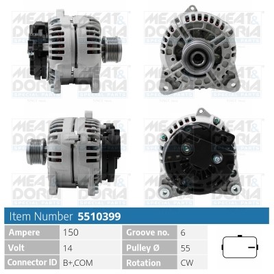 Generator 14V 150A Meat & doria 5510399 MEAT & DORIA