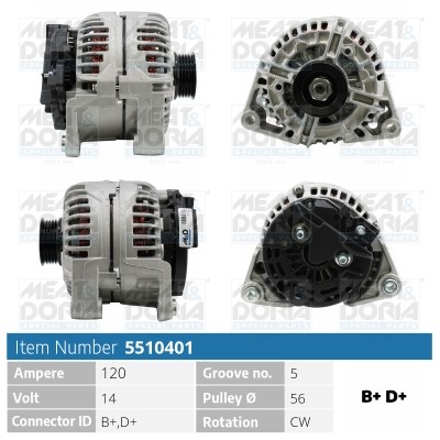 Generator 14V 120A Meat & doria 5510401 MEAT & DORIA