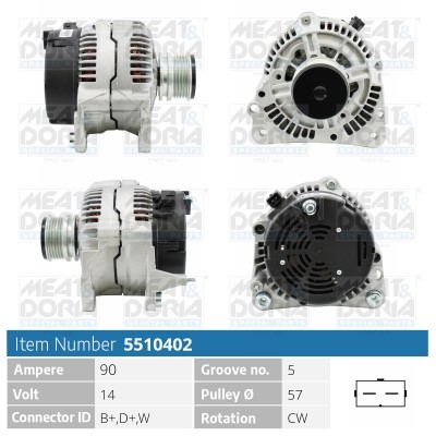 Generator 14V 90A Meat & doria 5510402 MEAT & DORIA