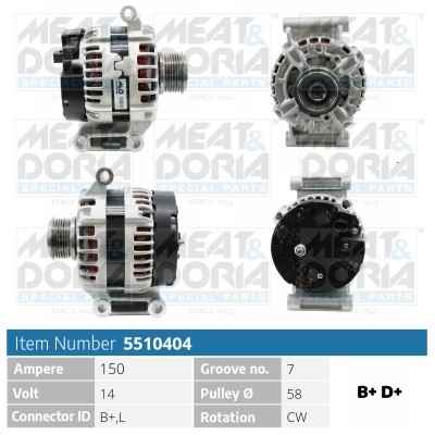 Generator 14V 150A Meat & doria 5510404 MEAT & DORIA