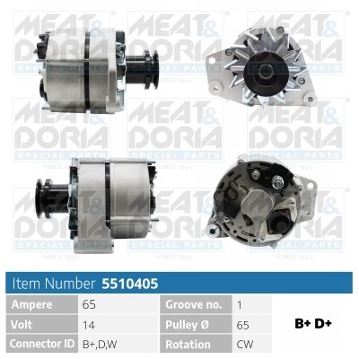 Generator 14V 65A Meat & doria 5510405 MEAT & DORIA