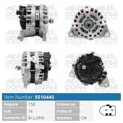 Generator 14V 150A Meat & doria 5510445 MEAT & DORIA