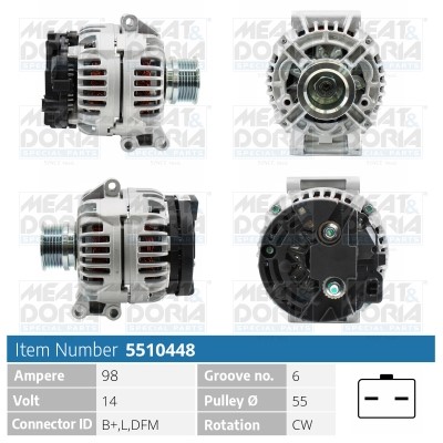 Generator 14V 98A Meat & doria 5510448 MEAT & DORIA