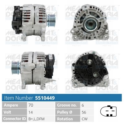 Generator 14V 70A Meat & doria 5510449 MEAT & DORIA
