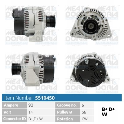 Generator 14V 90A Meat & doria 5510450 MEAT & DORIA