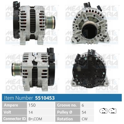 Generator 14V 150A Meat & doria 5510453 MEAT & DORIA