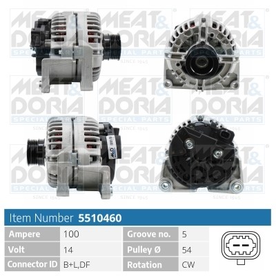 Generator 14V 100A Meat & doria 5510460 MEAT & DORIA