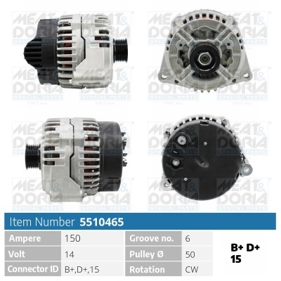 Generator 14V 150A Meat & doria 5510465 MEAT & DORIA