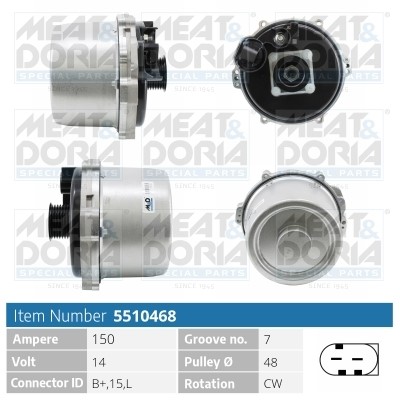 Generator 14V 150A Meat & doria 5510468 MEAT & DORIA