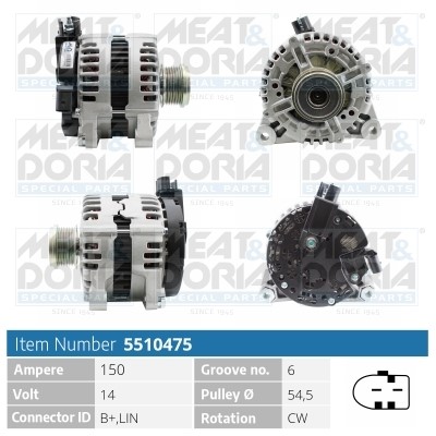 Generator 14V 150A Meat & doria 5510475 MEAT & DORIA