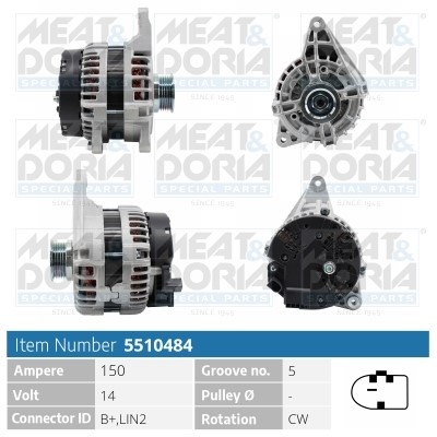 Generator 14V 150A Meat & doria 5510484 MEAT & DORIA