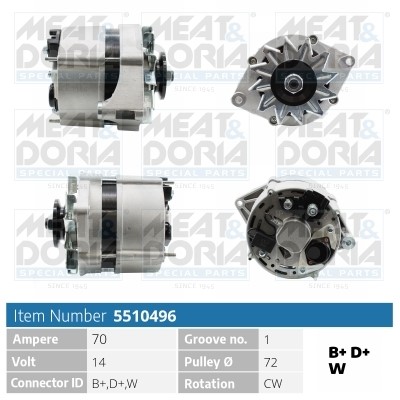 Generator 14V 70A Meat & doria 5510496 MEAT & DORIA
