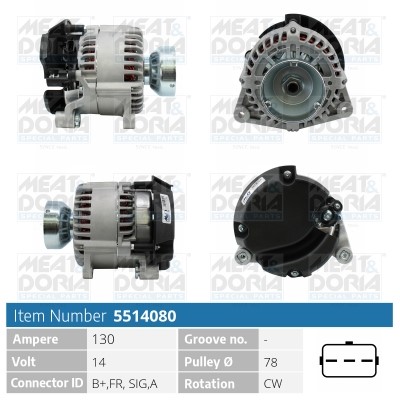 Generator 14V 130A Meat & doria 5514080 MEAT & DORIA