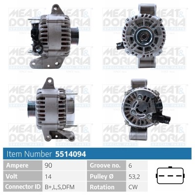 Generator 14V 90A Meat & doria 5514094 MEAT & DORIA
