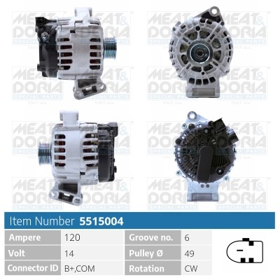 Generator 14V 120A Meat & doria 5515004 MEAT & DORIA