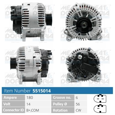 Generator 14V 180A Meat & doria 5515014 MEAT & DORIA