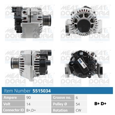 Generator 14V 90A Meat & doria 5515034 MEAT & DORIA