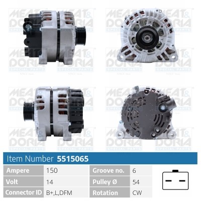 Generator 14V 150A Meat & doria 5515065 MEAT & DORIA