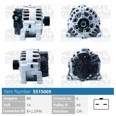Generator 14V 80A Meat & doria 5515069 MEAT & DORIA