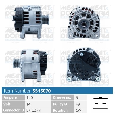 Generator 14V 120A Meat & doria 5515070 MEAT & DORIA
