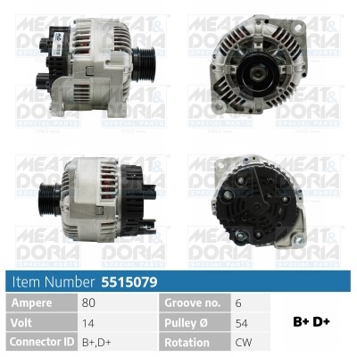 Generator 14V 80A Meat & doria 5515079 MEAT & DORIA