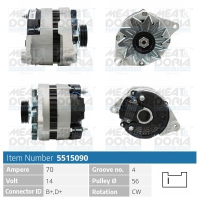 Generator 14V 70A Meat & doria 5515090 MEAT & DORIA