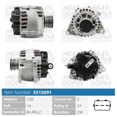Generator 14V 120A Meat & doria 5515091 MEAT & DORIA