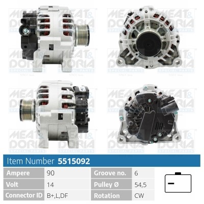 Generator 14V 90A Meat & doria 5515092 MEAT & DORIA
