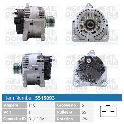 Generator 14V 110A Meat & doria 5515093 MEAT & DORIA
