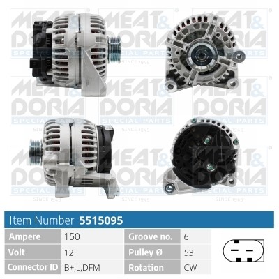 Generator 12V 150A Meat & doria 5515095 MEAT & DORIA