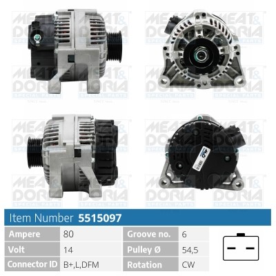 Generator 14V 80A Meat & doria 5515097 MEAT & DORIA