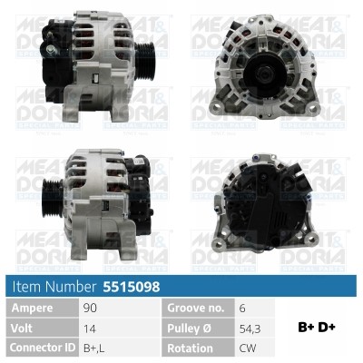 Generator 14V 90A Meat & doria 5515098 MEAT & DORIA