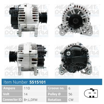 Generator 14V 110A Meat & doria 5515101 MEAT & DORIA