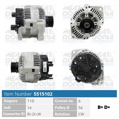 Generator 14V 110A Meat & doria 5515102 MEAT & DORIA