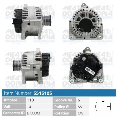 Generator 14V 110A Meat & doria 5515105 MEAT & DORIA