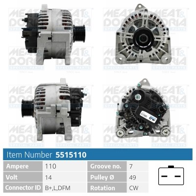 Generator 14V 110A Meat & doria 5515110 MEAT & DORIA