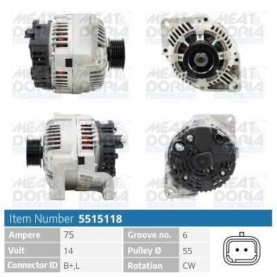 Generator 14V 75A Meat & doria 5515118 MEAT & DORIA