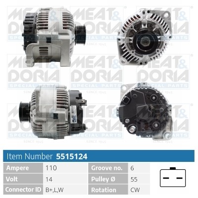 Generator 14V 110A Meat & doria 5515124 MEAT & DORIA